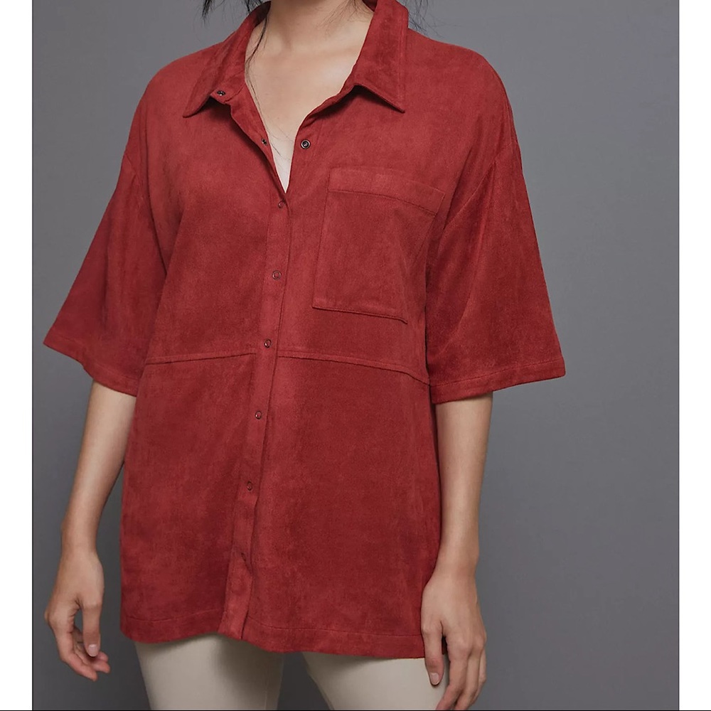 Anthropologie Sz M Sueded Buttondown Top by Sunday in Brooklyn EUC